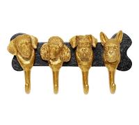 Kare Design Crochet mural familial de chien, noir/doré, 31 cm, motif chien, décoration d'intérieur, organisateur mural, sculpture amusante, pour manteau et chapeau, style décoratif d'entrée, couloir