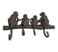 Kare Design Crochet mural Famille de singes, noir, 38 cm, motif singe, décoration d'intérieur, organisateur mural, sculpture amusante, pour manteau et chapeau, style décoratif d'entrée, couloir