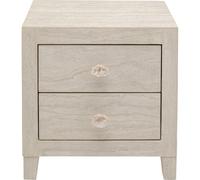 Kare Design de Table de Chevet Travertino, Beige, similitravertin, 50 x 49 x 41 cm, poignées en Pierre Naturelle, 2 tiroirs avec Fonction Soft-Close, Surface d'appui, Chambre à Coucher
