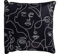 Kare Design Faces Coussin décoratif, Moderne, Fait à la Main, avec Fermeture éclair, pour Chambre à Coucher, Salon, 45 x 45 cm, Noir
