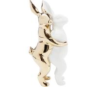 Kare Design Figurine Décorative Hugging Rabbits, Or/Blanc, Faïence, Animal Lapin, Sculpture, Figurine, Deco Intérieur, Décoration Chambre, Salon, Maison, Cadeau, 25x15x12 cm (H/L/P)