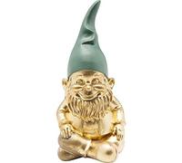 Kare Design Figurine Décorative Zwerg Meditation Doré/Or-Vert, 19cm hauteur | Décoration pour jardin, salon ou chambre, figurine de nain en méditation