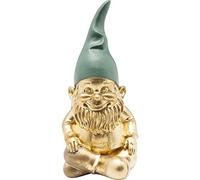 Kare Design Figurine Décorative Zwerg Sitting Doré, Or/Vert, Jardin, Nain, Style Élégant, Deco Intérieur, Décoration Chambre, Salon, Cadeau, 19x9x9 cm (H/L/P)
