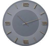 Kare Design Horloge Murale Leonardo, Gris/Doré, Bois MDF Décapé-Laqué, Numérique, diamètre 49 cm, Moderne, Minimaliste, Pour Salon, Chambre, Cuisine (sans pile)