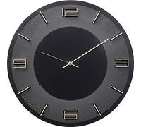 Kare Design Horloge Murale Leonardo, Noir/Doré, Bois MDF Décapé-Laqué, Numérique, Diamètre 49 cm, Style Moderne, Minimaliste, Deco Intérieur, Décoration Chambre, Salon, Cuisine (sans pile)