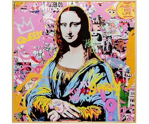 Kare Design Impression sur toile La Viva Woman Multicolore 100 x 100 cm Verre Moderne Abstrait Pop Art Salon