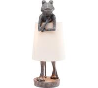 Kare Design Lampe à poser Animal Frog, Grenouille, gris/blanc, abat jour lin, lampe de table, decoration chambre à coucher, salon, 58x23x29cm (Ampoule Non Incluse)