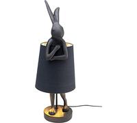 Kare Design Lampe à Poser Animal Rabbit, Lapin, Noir, Abat-jour Lin, de Table, de Chevet, Deco Intérieur, Decoration Chambre, Salon, Bureau, 68x23x26 cm, Ampoule Non Incluse