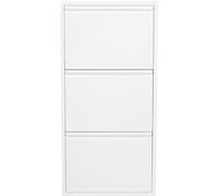 Kare Design Meuble à chaussures Caruso 3, blanc, acier, meuble chaussure, rangement chaussure, rabattable, pour couloir, entree, 103x50x14cm