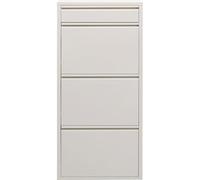 Kare Design Meuble à Chaussures Caruso, Crème, Acier, 4 Compartiments Basculants, Espace pour 6 Paires de Chaussures, Étroit, Peu Encombrant, Espace de Rangement, Couloir, 115x50x15cm