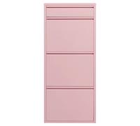 Kare Design Meuble à Chaussures Caruso, Rose, Acier, 4 Compartiments Basculants, Espace pour 6 Paires de Chaussures, Étroit, Peu Encombrant, Espace de Rangement, Couloir, 115x50x15cm
