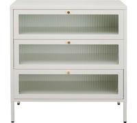 Kare Design Naxos Commode de Rangement, Blanche, Structure en Acier, avec 3 étagères, pour Chambre à Coucher, Couloir, 85 x 80 x 35 cm (H x l x P)
