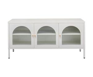 Kare Design Naxos - Meuble Bas de Rangement avec 3 Portes - Structure en Acier - pour Salon - Blanc - 60 x 120 x 40 cm (H x l x P)