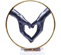 Kare Design Objet Décoratif Elements Heart Hand, Noir/Doré, Cœur de Mains, Socle de Marbre, Sculpture, Figurine, Deco Intérieur, Décoration Chambre, Salon, Maison, Cadeau, 34x32x11 cm (H/L/P)