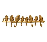 Kare Design Portemanteau Mural Monkey Hook, Or, 8 Crochets, 22x70x6cm | Objet de Décoration, Garde-Robe, Barre Murale, Motif Singe
