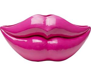 KARE Design Pot décoratif Lips Fuchsia Bouche lèvres Baiser Fleurs séchées Style Pop Art Cadeau Mariage décoration Chambre Fille 28 cm