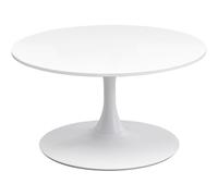 Kare Design Schickeria Table Basse Blanche 80 cm de diamètre, Table d'appoint, Table de Salon, Structure en Acier, Ronde, rétro
