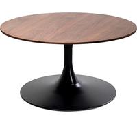 Kare Design Schickeria Table Basse en Noyer, Noir/Marron, diamètre 80 cm, Table d'appoint, Table de Salon, Aspect Bois, Structure en Acier, Ronde, rétro