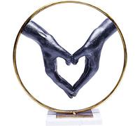 Kare Design Objet Décoratif Elements Heart Hand, Noir/Doré, Cœur de Mains, Socle de Marbre, Sculpture, Figurine, Deco Intérieur, Décoration Chambre, Salon, Maison, Cadeau, 34x32x11 cm (H/L/P)