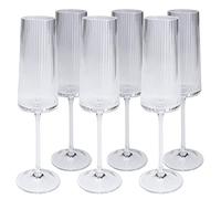 Kare Design Set de 6 Flûtes à Champagne Riffle, Verre, 215 Milliliters