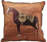 Kare Design Show Horse, Marron, 45 x 45 cm, Motif de Cheval, Housse Amovible avec Fermeture éclair, Coussin décoratif avec Rembourrage