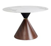 Kare Design Table Cono Marron/Blanc Diamètre 120 cm Table à Manger pour 4-6 Personnes Structure en Acier Aspect Bois Salle à Manger, Salon, Ronde