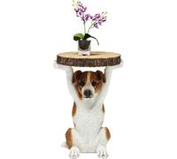 Kare Design Table d'appoint Animal Mr. Jack, Chien, marron/blanc, rond, capacité de charge max 20kg, meuble, decoration chambre, salon, Ø33cm
