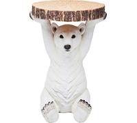 Kare Design Table d'Appoint Animal Polar Bear, Ours Polaire, Marron/Blanc, Rond, Diamètre 37 cm, Table de Salon, Meuble, Cadeau, Deco Intérieur, Décoration Chambre, Maison
