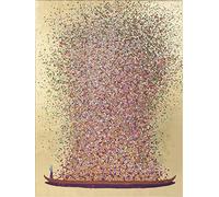 Kare Design Tableau Touched Flower Boat, Multicolore, Or/Rose, Détails Peints à la Main, Peinture Acrylique, Impression sur Toile, Deco Intérieur, Décoration Murale Salon, Chambre, Couloir, 100x180cm