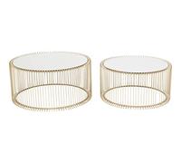 Kare Design Tables Basses Wire, Lot de 2, Plateau Verre, 70/60cm Diamètre