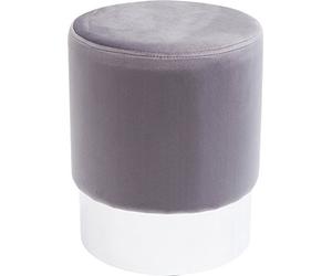 Kare Design Tabouret Cherry gris clair, gris/argent, aspect velours, rond, élégant, decoration chambre, salon, capacité de charge max 120kg, Ø35cm