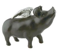 Kare Design Tirelire Rockstar Pig, Noir/Argenté, Animal Cochon, Style Élégant, Deco Intérieur, Décoration Chambre, Salon, Cadeau, 17x23x10 cm (H/L/P)