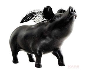 Kare Design Tirelire Rockstar Pig, Noir/Argenté, Animal Cochon, Style Élégant, Deco Intérieur, Décoration Chambre, Salon, Cadeau, 17x23x10 cm (H/L/P)