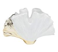Kare Design Vase Ginkgo Elegance, Blanc Or, Grès Vernissé, 18x26x9cm