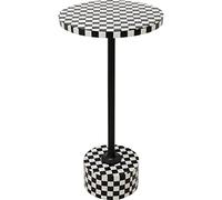 Kare Domero Chess Table d'appoint Design Ronde avec Structure en Acier Blanc/Noir Diamètre 25 cm 50 x 25 x 25 cm