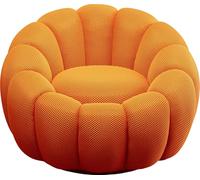 Kare Fauteuil pivotant Design Peppo Bloom, Orange, Hauteur d'assise 40 cm, Fauteuil rembourré, Fauteuil de Relaxation, pivotant à 360 degrés, Salon, 68 x 94 x 94 cm (H x l x P)