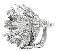 Kare Figurine décorative Design Betta Fish, argentée, Faite à la Main, Petit Objet de décoration, Motif Poisson, pour Salon, 37 x 34 x 14 cm (H x l x P)