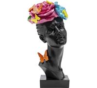 Kare Figurine décorative Design Butterfly Lady, Noir/Multicolore, 41 cm de Hauteur, Objet de décoration, Statue Moderne, Cadeau, Figurine de Femme avec Papillon et Couronne de Fleurs, Salon