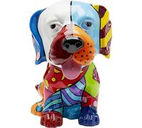Kare Figurine décorative Design Dog Patchwork Multicolore - Motif Chien - Peint à la Main - Pièce Unique - 35 x 31 x 25 cm (H x l x P)