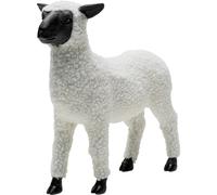Kare Figurine décorative Design Happy Sheep - Blanc - Motif Mouton - Peint à la Main - Pièce Unique - 28 x 30 x 11 cm (H x l x P)