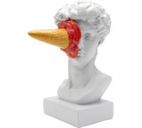 Kare Figurine décorative Design Ice Cream David - Blanc - Taille XL - Motif Homme avec Glace sur Le Visage - Peint à la Main - 35 x 19 x 28 cm (H x l x P)
