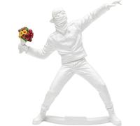 Kare Figurine décorative Design Street Art Bouquet - Blanc - Objet de décoration - Homme avec Bouquet de Fleurs dans la Main - 27 x 7 x 24 cm (H x l x P)