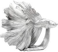 KARE Figurine décorative Poisson Betta Faite à la Main - Décoration de Chambre, Couloir, Salle à Manger - Argenté - 36,5 x 33,5 x 14 cm (H x l x P)