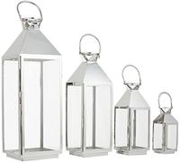 Set De 4 Lanternes En Acier Inoxydable Et En Verre Multicolore