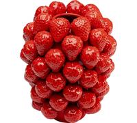 Kare Grand Vase Design en Porcelaine émaillée Faite à la Main, Rouge, Fraises, pièce Unique, Vase décoratif, Vase de Table, Vase pour Le Salon, Accessoires, 30 x 25 x 25 cm (H x l x P)