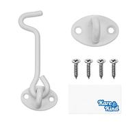 Kare & Kind 1x Haken- und Ösenverschluss (4 Zoll) - Mit Befestigungsschrauben - Schwerlastschlösser für Türen, Tore, Scheunen, Badezimmer, Kabinen - Pulverbeschichtetes rostfreies Material