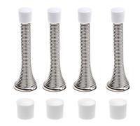 Kare & Kind 4x Butées de porte à ressort (Argent) - Bouchons à visser en acier flexible avec embouts de pare-chocs en caoutchouc blanc - Protégez les murs des chocs, des marques et des dommages