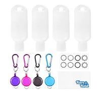 Kare & Kind Bouteilles de Voyage Portables et Transparentes - 4X conteneurs vides, 4X Mousqueton/lanière rétractable, 1x Feuilles d'étiquettes Autocollantes - jusqu'à 50 ML