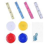 Kare & Kind Ensemble de ruban à mesurer - 4x Mini ruban à mesurer rétractable (avec bouton-poussoir) (Bleu/Rouge/Jaune/Blanc) - 4x Ruban à mètre avec vinyle souple (couleurs aléatoires)