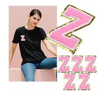 Kare & Kind Fer sur les patchs de lettre - Patchs brodés en chenille de l'alphabet A-Z - Coudre/repasser pour vêtements, chemises, uniformes, robes, vestes, sacs, chapeaux